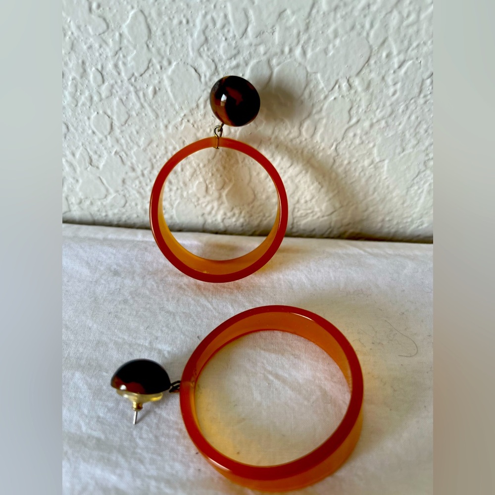 Faux amber hoop earrings